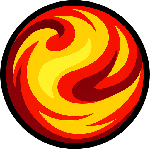 red and yellow mix orb.
In-Game asset.  2d.  High contrast.  No shadows