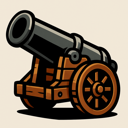 Un cañón.
In-Game asset.  2d.  High contrast.  No shadows