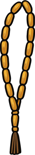 thin upward long muslim prayer beads.
In-Game asset.  2d.  High contrast.  No shadows
