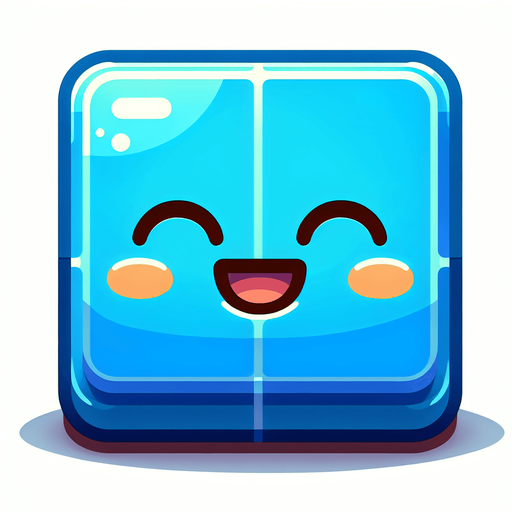 Perfectly square bright blue game piece with cute happy face. Cartoon style. Cute art style. Simple vector style. No Shadows.
Single Game Texture. In-Game asset. 2d. Blank background. High contrast. No shadows.