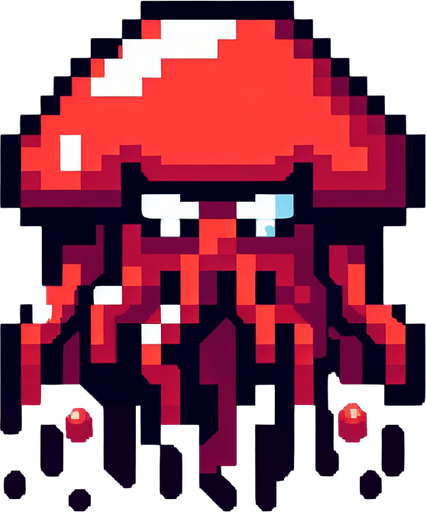 2d 16 bit image  classic image evil
 jellyfish.
Single Game Texture.  In-Game asset.  2d.  Blank background.  High contrast.  No shadows