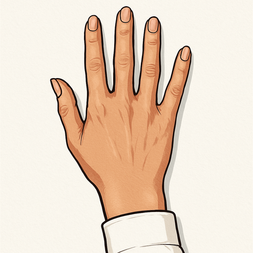 Mano de una persona femenina con camisa blanca vista desde arriba con un estilo realista.
In-Game asset.  2d.  High contrast.  No shadows