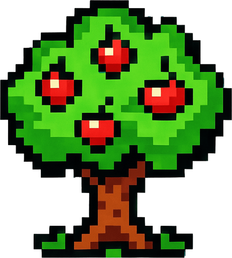 Apple tree 8 bit.
In-Game asset.  2d.  High contrast.  No shadows