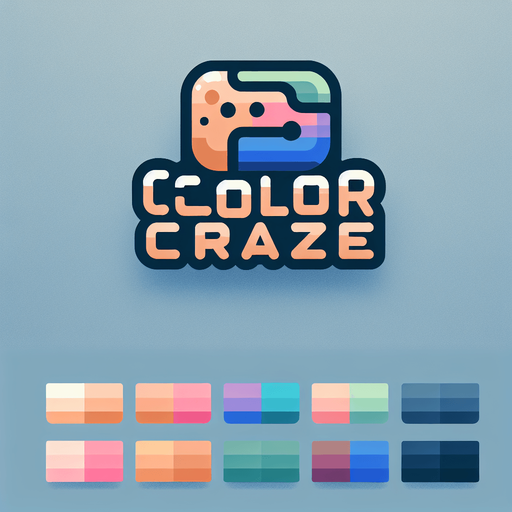 A logo for the game showing the title "Color Craze" with each letter in a different colors, picked from a nice muted palette in simple and clean style..
Single Game Texture. In-Game asset. 2d. Blank background. High contrast. No shadows.