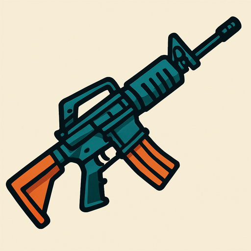 Rifle.
In-Game asset.  2d.  High contrast.  No shadows