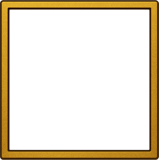 Marco cuadrado, delgado color dorado con un fondo blanco.
In-Game asset.  2d.  High contrast.  No shadows. card