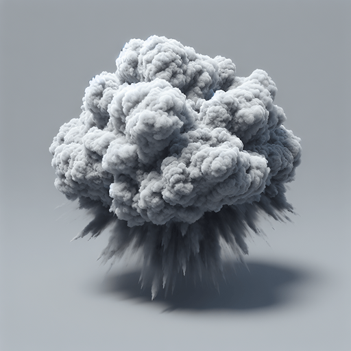 Cloud puff explosion, grayscale, seen from topdown. Circular.
Single Game Texture. In-Game asset. 2d. Blank background. High contrast. No shadows.