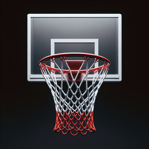 basketball ring with red and white net.
face view