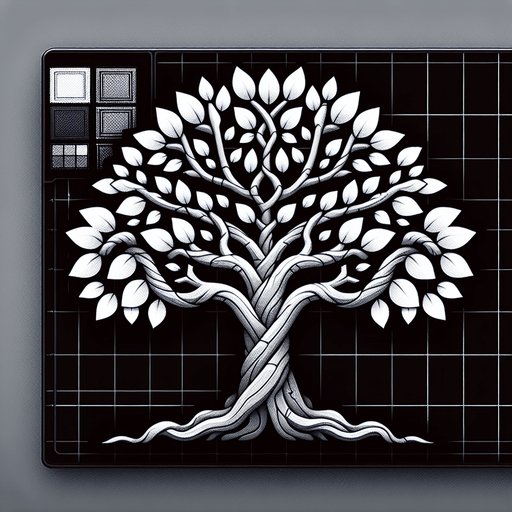 Tree.
Single Game Texture.  In-Game asset.  2d.  Blank background.  High contrast.  No shadows