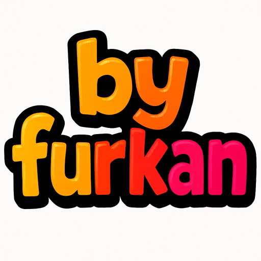 üzerinde by furkan yazan bir yazı.
In-Game asset.  2d.  High contrast.  No shadows