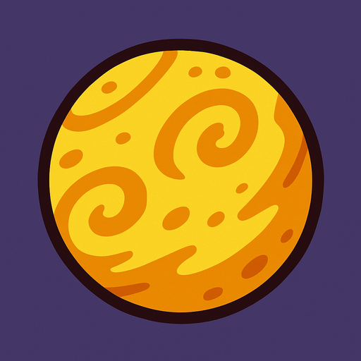 yellow planet.
In-Game asset.  2d.  High contrast.  No shadows