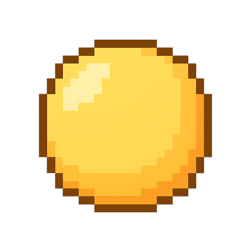 yellow ball pixel-art. No background. Transparent background. Blank background. No shadows. 2d. In-Game asset. flat