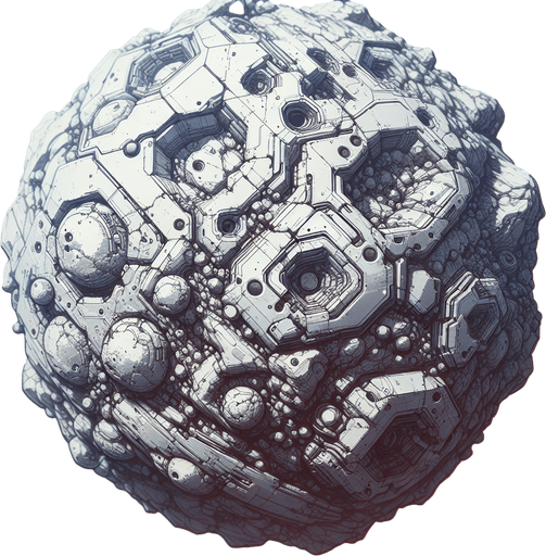Space rock.
Single Game Texture. In-Game asset. 2d. Blank background. High contrast. No shadows.