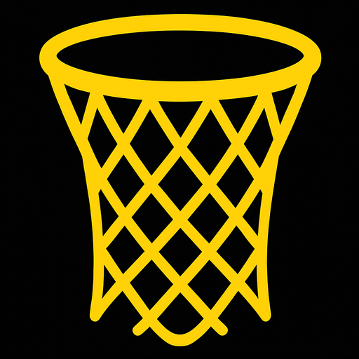 Make me a 2d basketball hoop net in yellow color.
In-Game asset.  2d.  High contrast.  No shadows