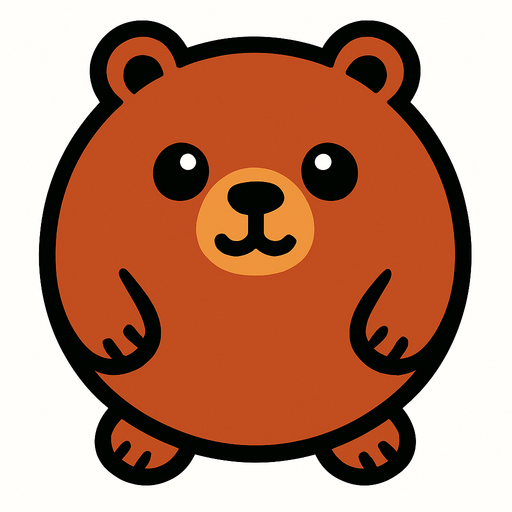 un oso redondo.
In-Game asset.  2d.  High contrast.  No shadows