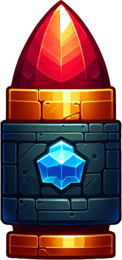 Power up bullet.
Single Game Texture.  In-Game asset.  2d.  Blank background.  High contrast.  No shadows