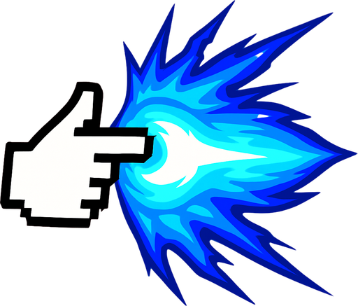 Cursor hadouken overpowed.
In-Game asset.  2d.  High contrast.  No shadows
