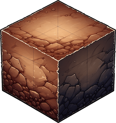 square dirt.
Single Game Texture.  In-Game asset.  2d.  Blank background.  High contrast.  No shadows
