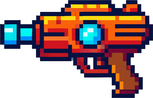 Lasergun pixel.
In-Game asset.  2d.  High contrast.  No shadows