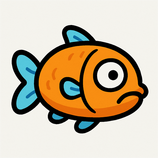 Floppy Fish.
Single Game Texture.  In-Game asset.  2d.  Blank background.  High contrast.  No shadows