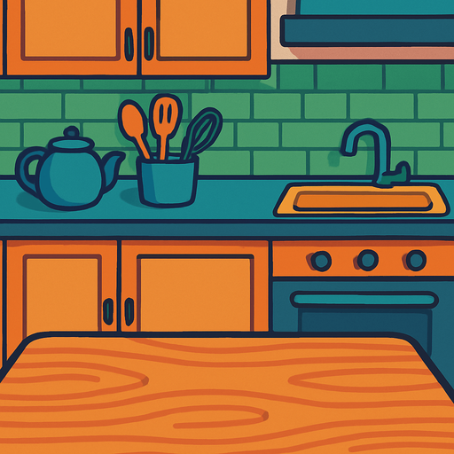 2048x2732 kitchen table background.
In-Game asset.  2d.  High contrast.  No shadows