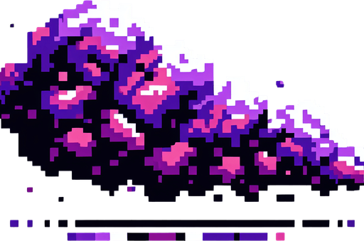 purple ink-jet smoke. pixelated. 8 bit..
Single Game Texture. In-Game asset. 2d. Blank background. High contrast. No shadows.