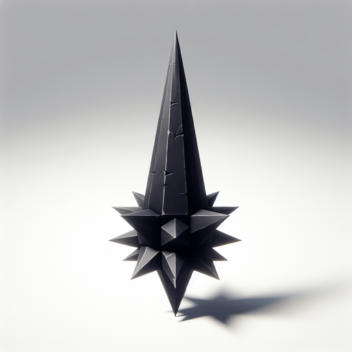 black spike.
Single Game Texture. In-Game asset. 2d. Blank background. High contrast. No shadows.