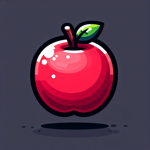 apple.
Single Game Texture. In-Game asset. 2d. Blank background. High contrast. No shadows.
