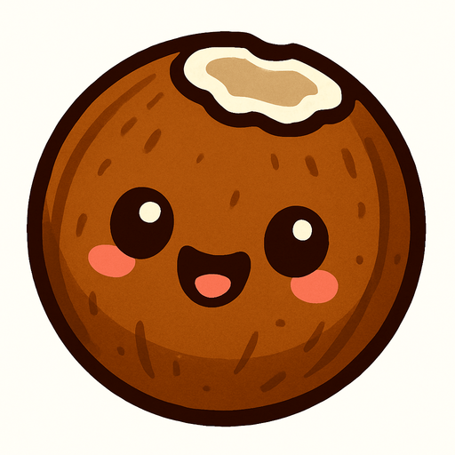Coconut with cute face.
In-Game asset.  2d.  High contrast.  No shadows