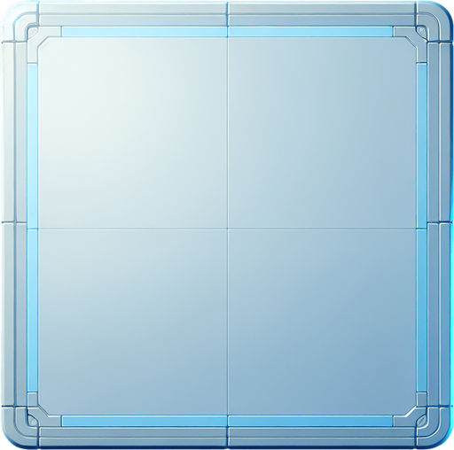 Blue-Tinted Tile: A clean and sleek tile design, consisting of a perfect square with a soft blue surface. A barely noticeable, thin blue border defines the edges, maintaining a smooth and minimal aesthetic. The tile is blank and pristine, embodying futuristic simplicity..
Single Game Texture. In-Game asset. 2d. Blank background. High contrast. No shadows.