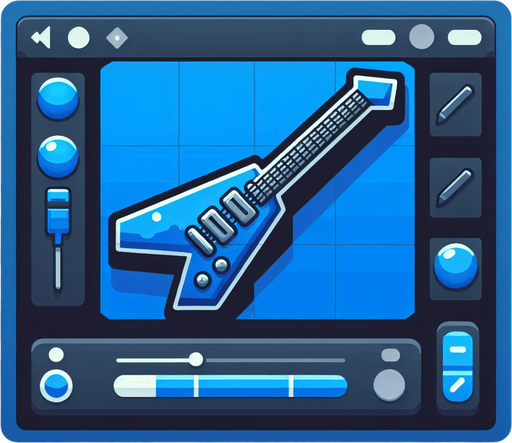Blue Electric guitar flying v.
Single Game Texture.  In-Game asset.  2d.  Blank background.  High contrast.  No shadows