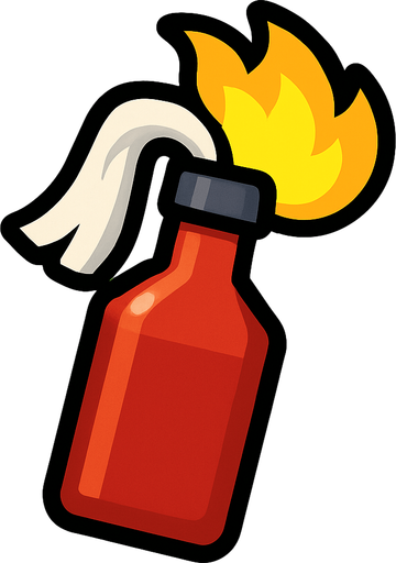 A 2D molotov in the Survivor.io style made by HABBY PTE. LTD..
In-Game asset.  2d.  High contrast.  No shadows