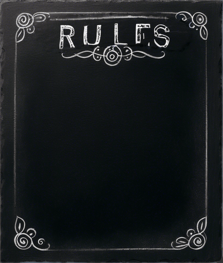 "RULES" handwritten in chalk