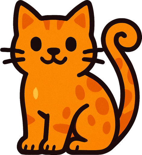 Chat (animal), au pelage couleur fruit.
In-Game asset.  2d.  High contrast.  No shadows