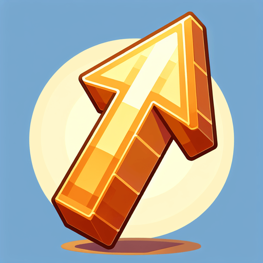 A cartoon style upward arrow.
Single Game Texture. In-Game asset. 2d. Blank background. High contrast. No shadows.