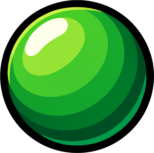 Yeşil 3d top.
In-Game asset.  2d.  High contrast.  No shadows
