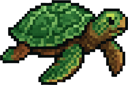 realistic pixel sea turtle.
In-Game asset.  2d.  High contrast.  No shadows