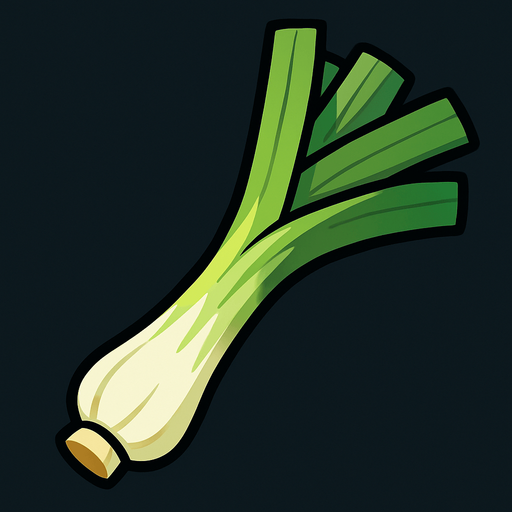 poireau.
In-Game asset.  2d.  High contrast.  No shadows