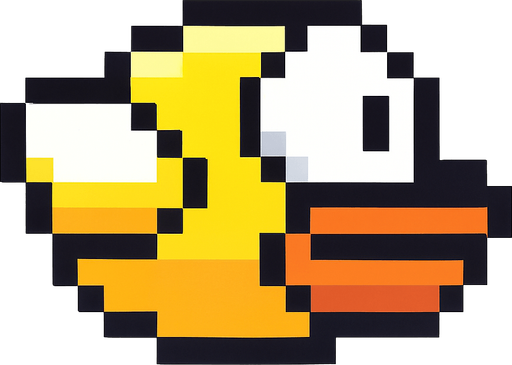 pajaro de flappy bird 2d.
In-Game asset.  2d.  High contrast.  No shadows