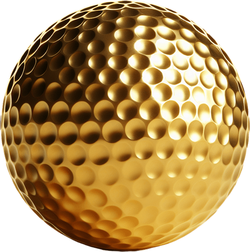 Balle de golf en or.
Single Game Texture. In-Game asset. 2d. Blank background. High contrast. No shadows.
