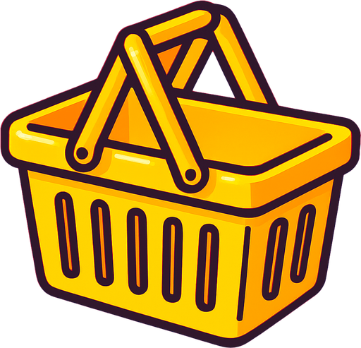 Market sepeti sarı renk oyuncak gibi.
In-Game asset.  2d.  High contrast.  No shadows