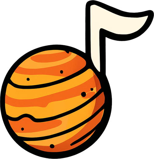 MÜZİK NOTASI ŞEKLİNDE BİR GFEZEGEN ÇİZ.
In-Game asset.  2d.  High contrast.  No shadows