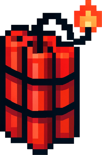 pixel art dynamite.
In-Game asset.  2d.  High contrast.  No shadows