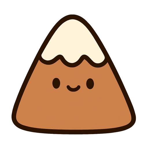 montaña tierna sin cara kawaii.
In-Game asset.  2d.  High contrast.  No shadows