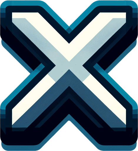letter X png.
Single Game Texture. In-Game asset. 2d. Blank background. High contrast. No shadows.