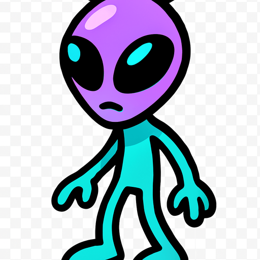 Alien transparent background.
In-Game asset.  2d.  High contrast.  No shadows