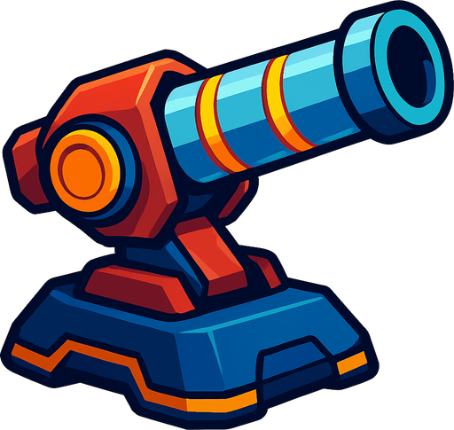 space shooter cannon.
In-Game asset.  2d.  High contrast.  No shadows