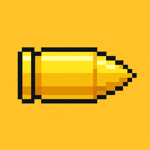 a bullet but yellow and pixel.
In-Game asset.  2d.  High contrast.  No shadows