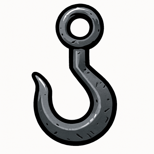steel hook.
In-Game asset.  2d.  High contrast.  No shadows