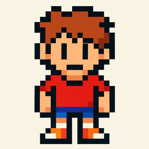 pixel art kid.
In-Game asset.  2d.  High contrast.  No shadows
